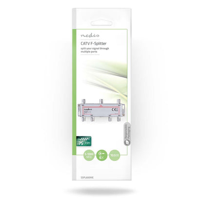 Nedis CATV Splitter | 5 - 1000 MHz | Insertion loss: 10.0 dB | Number of outputs: 6 | 75 Ohm | Zinc
