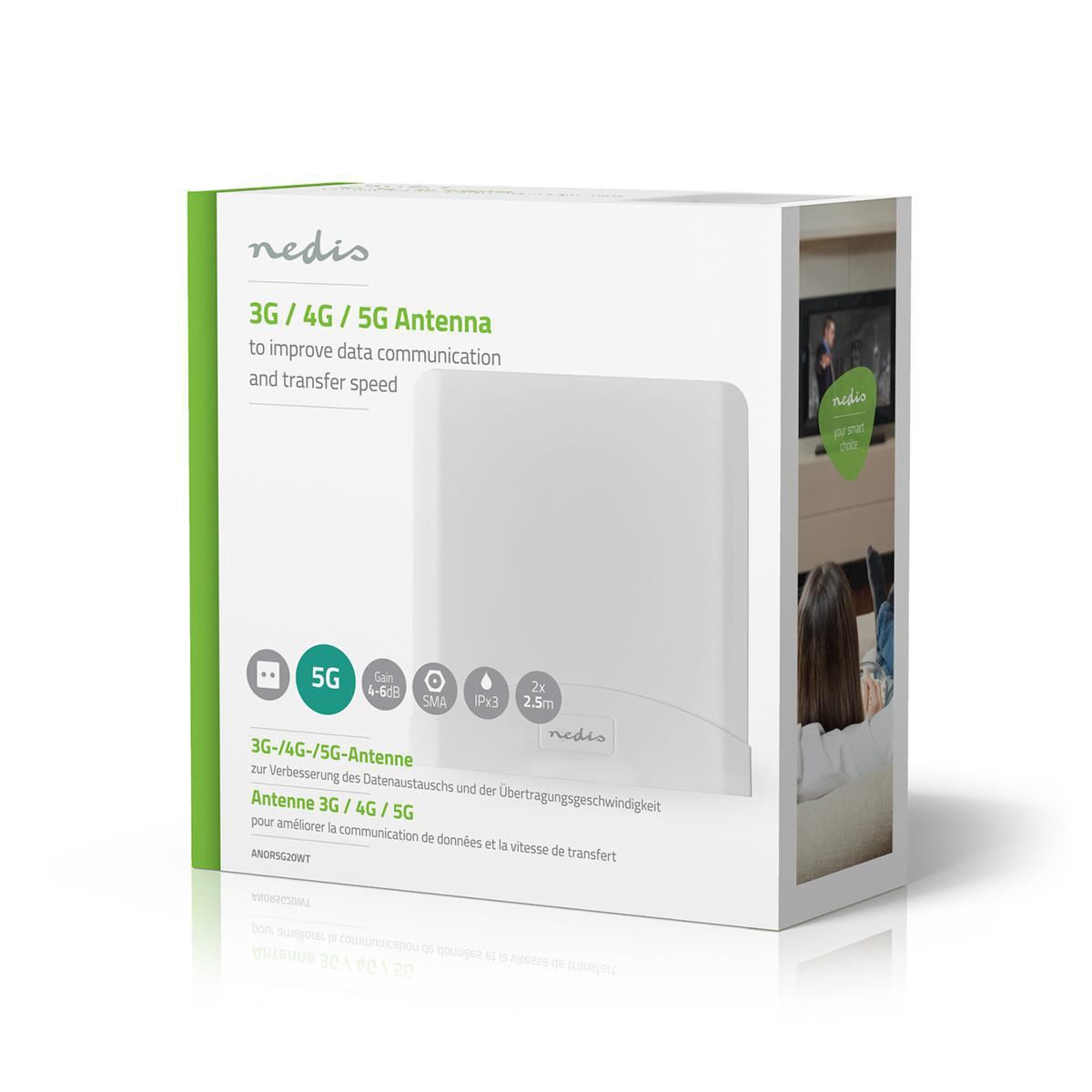 Nedis 5G / 4G / 3G Antenna | 5G | Indoor & Outdoor | 698-5000 MHz | Gain: 6 dB | 2.50 m | White