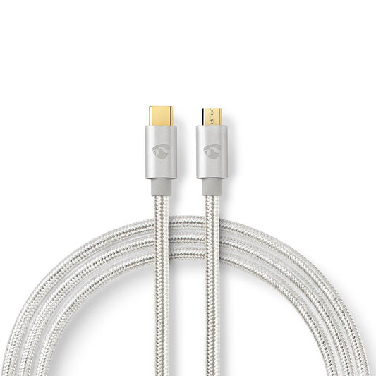 Nedis USB Cable | USB 2.0 | USB-C™ Male | USB Micro-B Male | 10 W | 480 Mbps | Gold Plated | 3.00 m | Round | Braided / Nylon | Aluminium | Cover Window Box