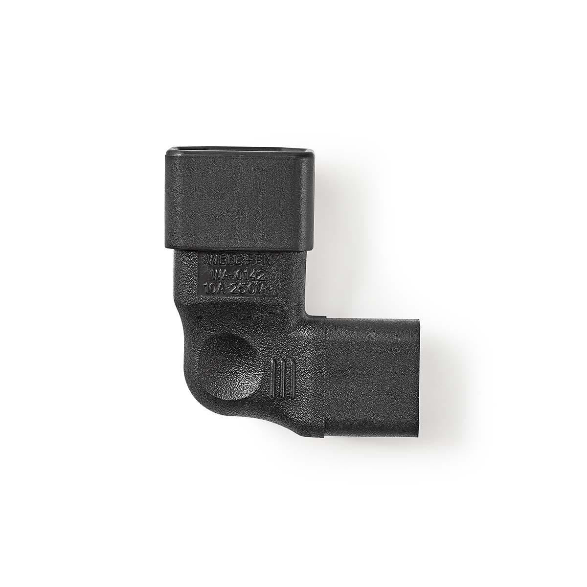 Nedis Cable Adapter Plug | IEC-320-C13 | IEC-320-C14 | Angled Right | Nickel Plated | PVC | Black | Box | 1 pcs