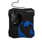 Nedis Gaming Mouse & Mouse Pad Set | Wired | 800 / 1200 / 1600 dpi | Adjustable DPI | Number of buttons: 6 | Right-Handed | 1.50 m | Normal Lighting