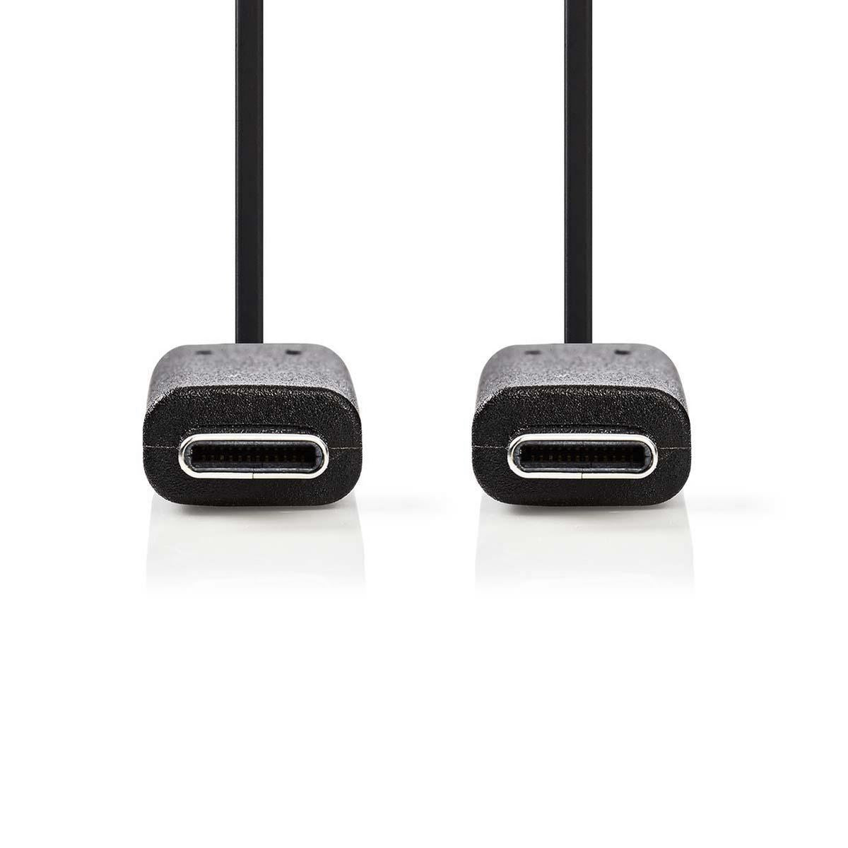 Nedis USB Cable | USB 3.2 Gen 1 | USB-C™ Male | USB-C™ Male | 60 W | 4K@60Hz | 5 Gbps | Nickel Plated | 1.00 m | Round | PVC | Black | Box