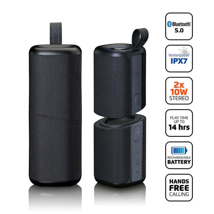 Lenco BTP-400BK | 2-in-1 | 2 x 10W TWS Bluetooth® 5.0 Speakers | IPX7 | Balck