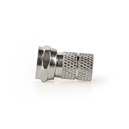 Nedis F-Connector | Straight | Male | Nickel Plated | 75 Ohm | Twist-on | Cable input diameter: 7.0 mm | Zinc Alloy | Silver | 5 pcs | Box
