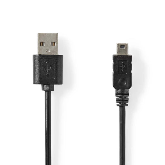 Nedis USB Cable | USB 2.0 | USB-A Male | Mini 5-Pin Male | 480 Mbps | Nickel Plated | 2.00 m | Round | PVC | Black | Label | 83.836.272