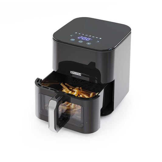MELISSA 5L Hot Air Fryer Sleek XL for Healthy Low Fat Cooking, with Adjustable Temperature, Digital Display Control, 8 Presets and 60 Minute Timer  - Black
