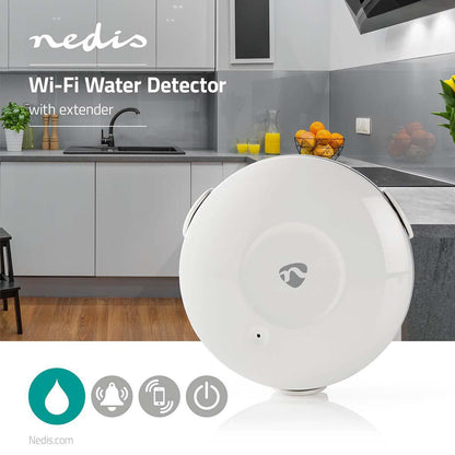 Nedis SmartLife Water Detector | Wi-Fi | Battery Powered | Extension included | Max. battery life: 24 Months | 50 dB | White
