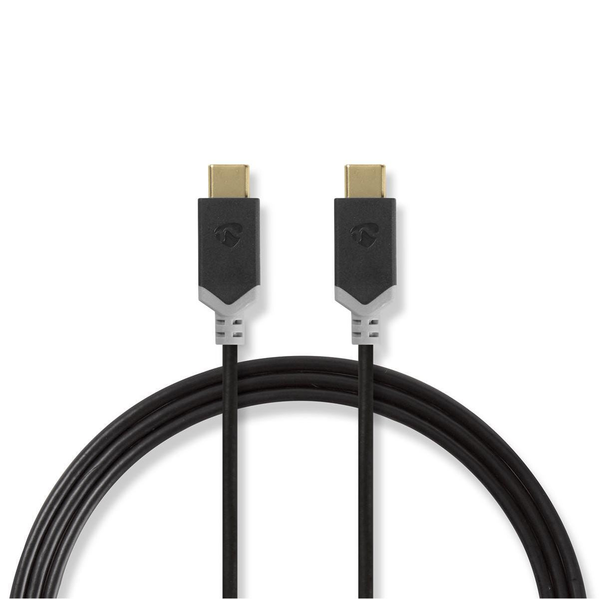 Nedis USB Cable | USB 3.2 Gen 1 | USB-C™ Male | USB-C™ Male | 60 W | 4K@60Hz | 5 Gbps | Gold Plated | 2.00 m | Round | PVC | Black | Box