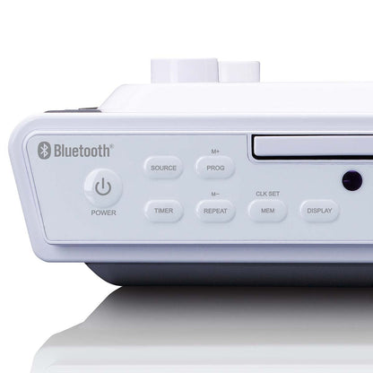 Lenco Kitchen Clock Radio with CD Bluetooth and Remote Control  - White