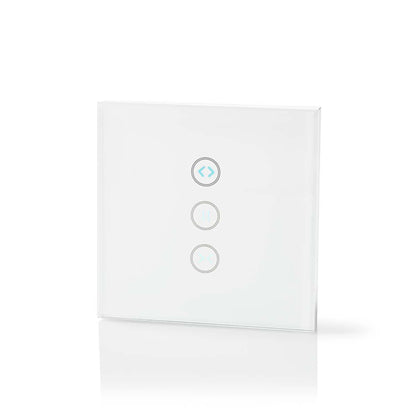 Nedis SmartLife Wall Switch | Wi-Fi | Curtain / Shutter / Sunshade | Wall Mount | 300 W | Android™ / IOS | Glass | White
