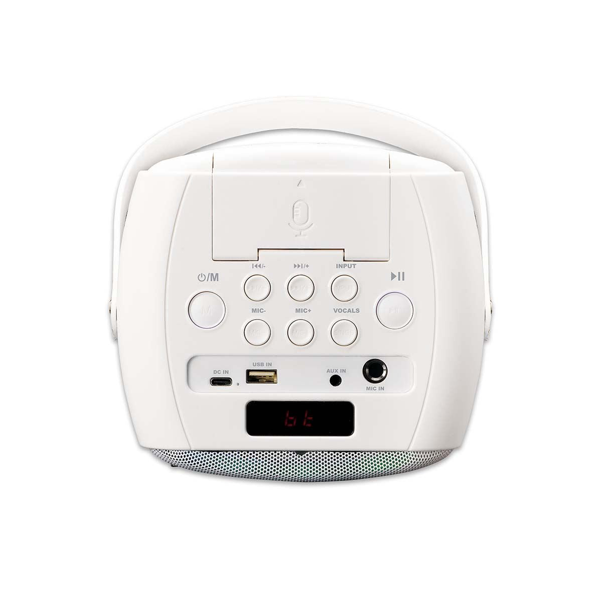 Lenco BTC-060WH | Karaoke Portable Speaker System with Bluetooth® | Rechargeable | With Wireless Microphone | Disco LED Lighting | White