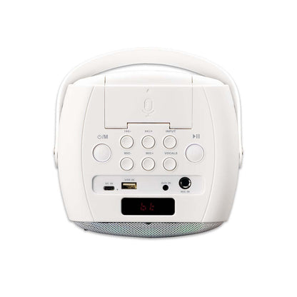 Lenco BTC-060WH | Karaoke Portable Speaker System with Bluetooth® | Rechargeable | With Wireless Microphone | Disco LED Lighting | White