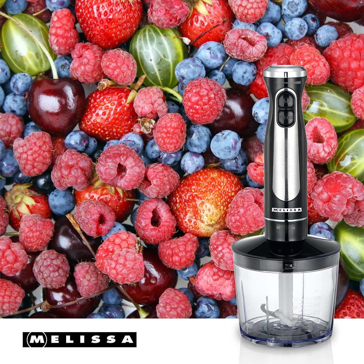 MELISSA Hand Blender 600 W | Mains Powered | Speed settings: 2-Speed Setting | Black / Silver