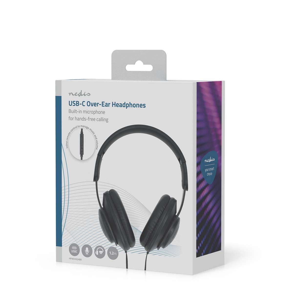 Nedis Over-Ear Wired Headphones | Cable length: 1.20 m | Volume control | Black
