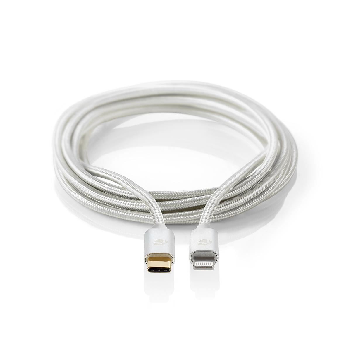 Nedis Lightning Cable | USB 2.0 | Apple Lightning 8-Pin | USB-C™ Male | 480 Mbps | Gold Plated | 2.00 m | Round | Braided / Nylon | Aluminium | Cover Window Box