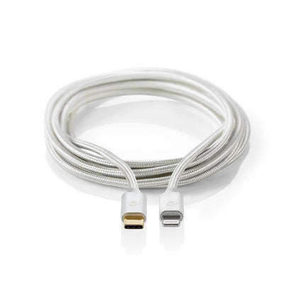 Nedis Lightning Cable | USB 2.0 | Apple Lightning 8-Pin | USB-C™ Male | 480 Mbps | Gold Plated | 2.00 m | Round | Braided / Nylon | Aluminium | Cover Window Box