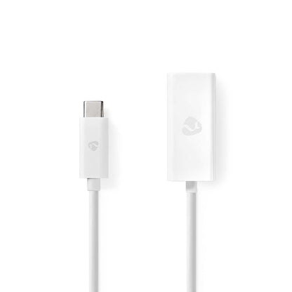 Nedis USB Network Adapter | USB 3.2 Gen 1 | 1000 Mbps | USB-C™ Male | RJ45 Female | 0.20 m | Round | Nickel Plated | Tinned Copper | White | Box 17.081.195