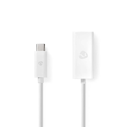 Nedis USB Network Adapter | USB 3.2 Gen 1 | 1000 Mbps | USB-C™ Male | RJ45 Female | 0.20 m | Round | Nickel Plated | Tinned Copper | White | Box 17.081.195