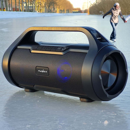 Nedis Bluetooth® Party Boombox | 6 hrs | 2.0 | 60 W | Media playback: AUX / Micro SD / USB | IPX5 | Linkable | Carrying handle | Party lights | Black