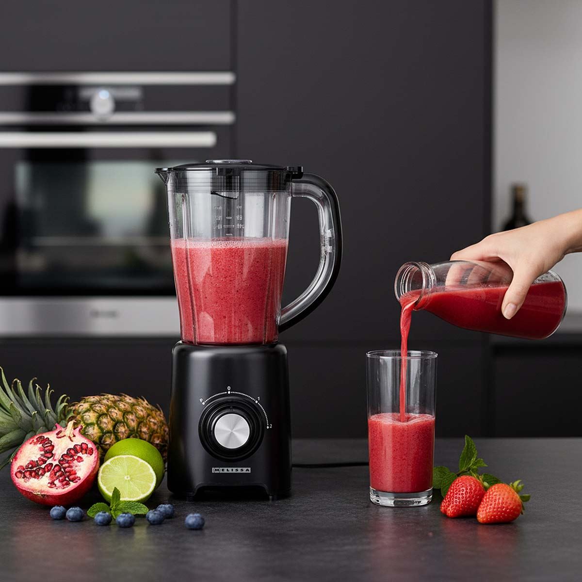 MELISSA 16180134 | Blender | 800 W | 2 Speeds + pulse | 4 Stainless steel blades | 1.5L Plastic jug | Black