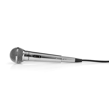 Nedis Wired Microphone | Cardioid | Detachable Cable | 5.00 m | 80 Hz - 13 kHz | 600 Ohm | -72 dB | On/Off switch | Metal | Silver