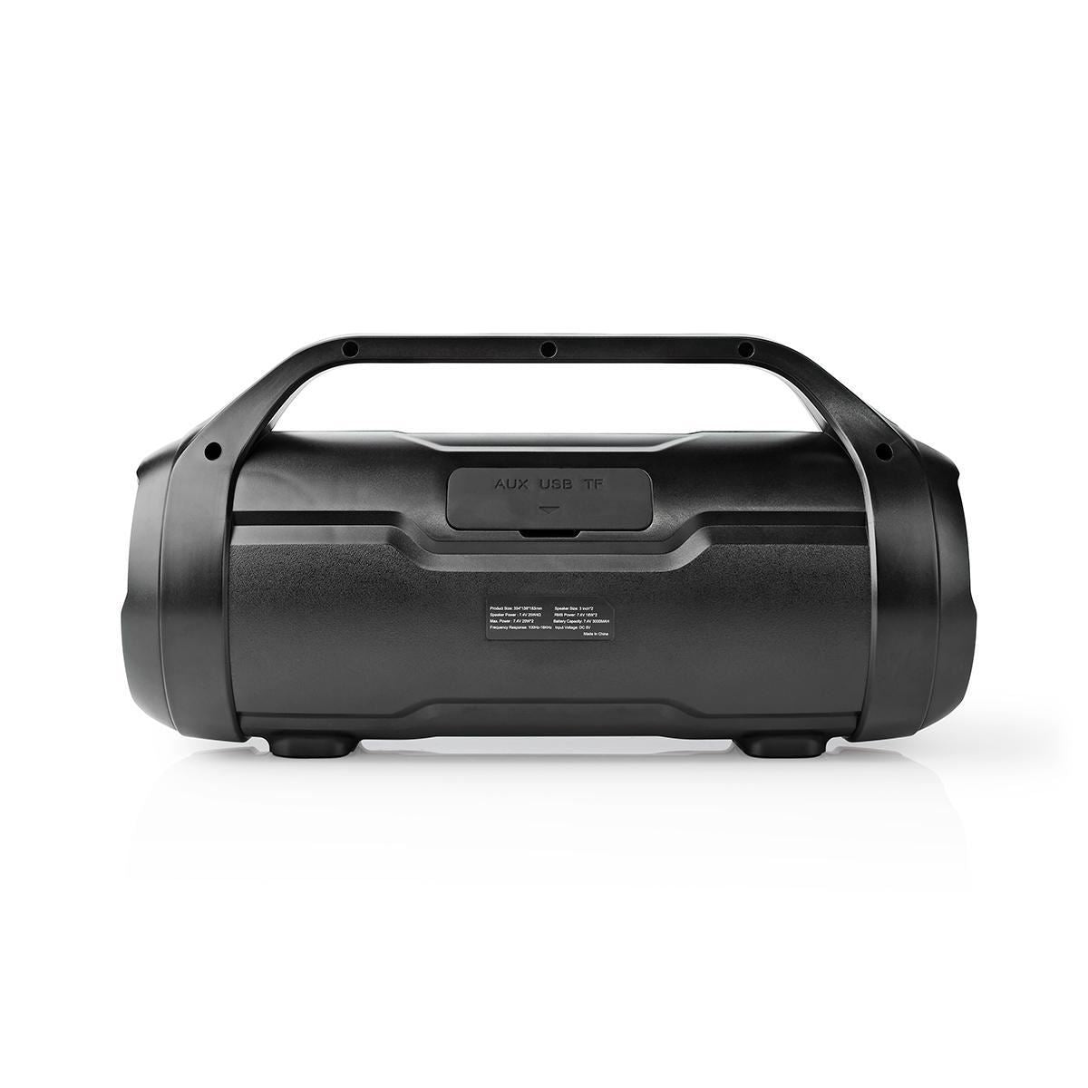 Nedis Bluetooth® Party Boombox | 6 hrs | 2.0 | 60 W | Media playback: AUX / Micro SD / USB | IPX5 | Linkable | Carrying handle | Party lights | Black