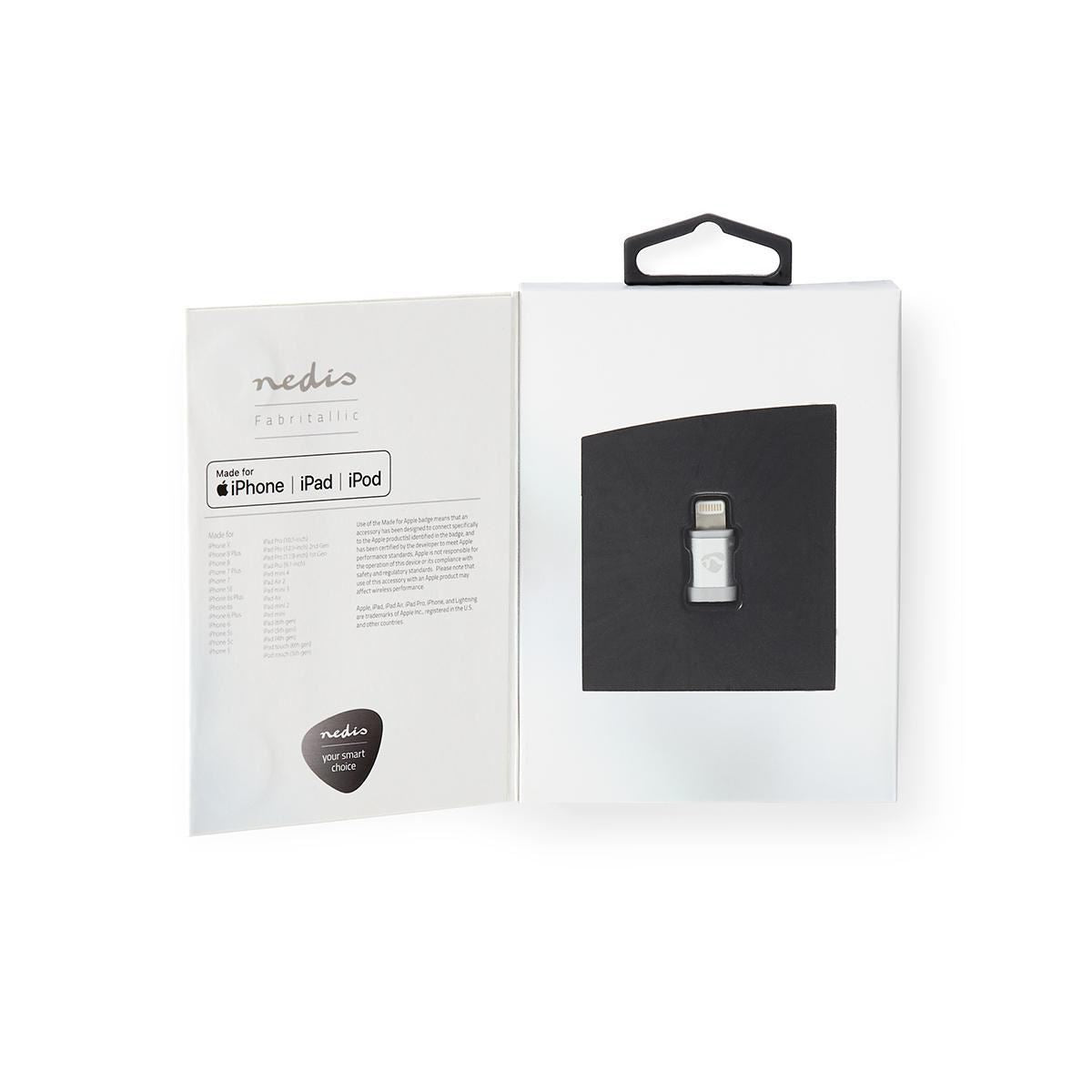 Nedis Lightning Adapter | Apple Lightning 8-Pin | USB Micro-B Female | Gold Plated | Round | Aluminium