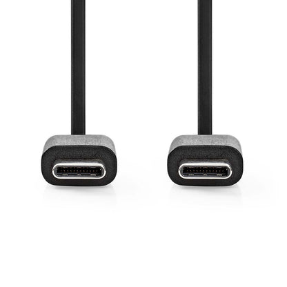 Nedis USB Cable | USB 2.0 | USB-C™ Male | USB-C™ Male | 60 W | 480 Mbps | Nickel Plated | 1.00 m | Round | PVC | Black | Label | 17.081.116
