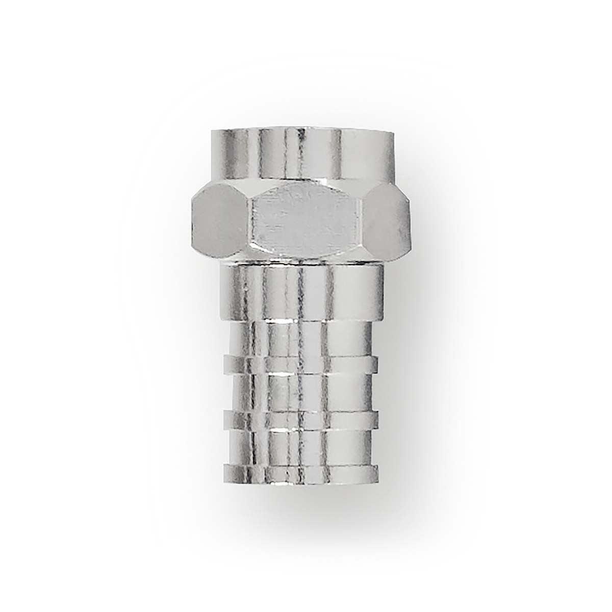 Nedis CSBW41916ME | F-Connector | Straight | Male | Nickel Plated | 75 Ohm | Crimp | Cable input diameter: 7.0 mm | Copper | Silver | 2 pcs | Window Box