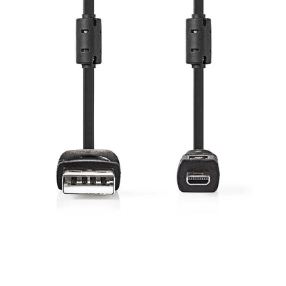 Nedis USB Cable | USB 2.0 | USB-A Male | UC-E6 8-Pins Male | 480 Mbps | Nickel Plated | 2.00 m | Round | PVC | Black | Label
