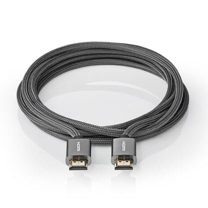 Nedis High Speed HDMI™ Cable with Ethernet | HDMI™ Connector | HDMI™ Connector | 4K@60Hz | ARC | 18 Gbps | 1.00 m | Round | Cotton | Grey / Gun Metal Grey | Cover Window Box