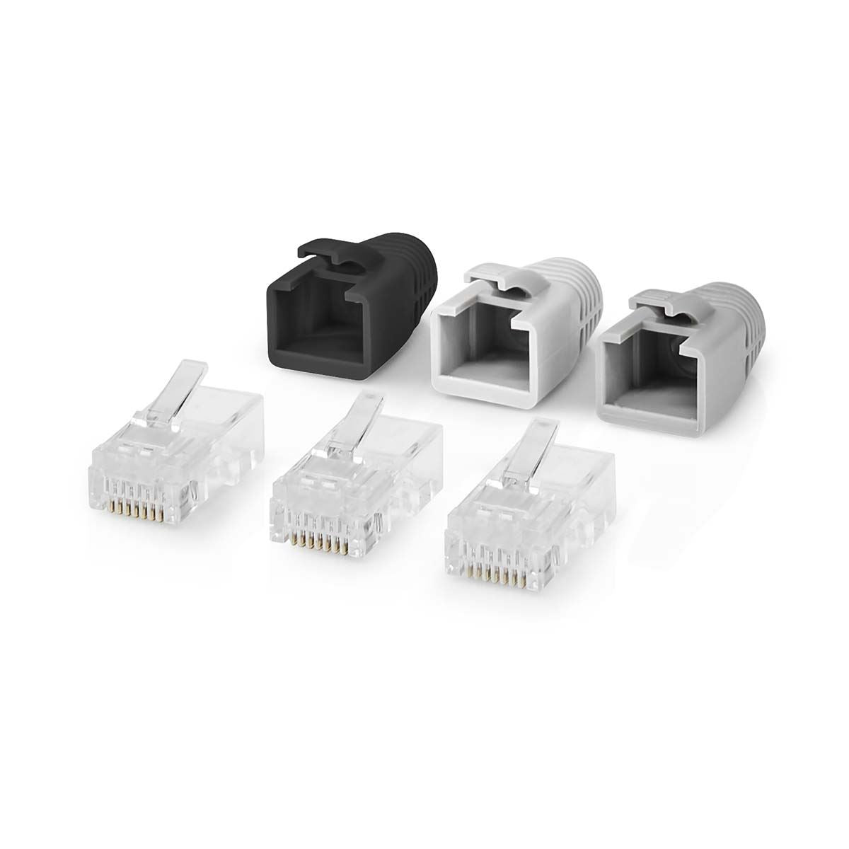 Nedis RJ45 Connector | RJ45 Pass Through | Solid/Stranded UTP CAT6 | Straight | Gold Plated | 10 pcs | PVC | Black / Grey / White | Box