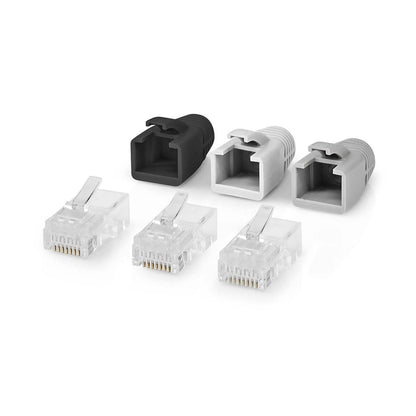 Nedis RJ45 Connector | RJ45 Pass Through | Solid/Stranded UTP CAT6 | Straight | Gold Plated | 10 pcs | PVC | Black / Grey / White | Box