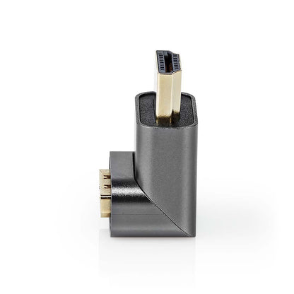 Nedis HDMI™ Adapter | HDMI™ Connector / HDMI™ Male | HDMI™ Output | Gold Plated | Angled 270° | Aluminium | Gun Metal Grey | 1 pcs | Cover Window Box
