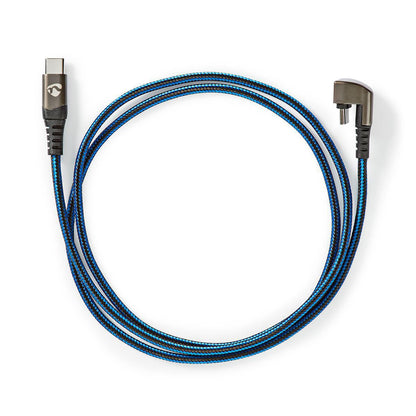 Nedis USB Cable | USB 2.0 | USB-C™ Male | USB-C™ Male | 480 Mbps | Gold Plated | 2.00 m | Round | Braided / Nylon | Black / Blue | Cover Window Box