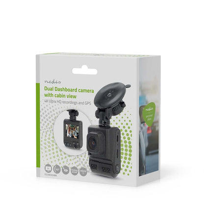 Nedis Dash Cam | 4K@30fps | 12 MPixel | 2 " | Wi-Fi | LCD | Dual camera | Cabine view camera | GPS | Parking sensor | Motion detection | Night view | Black