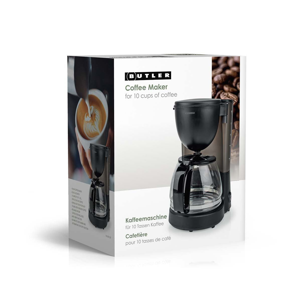 Butler Coffee Maker | 1.25 l | 750 W | 10 Cups | Keep-warm function | Auto shut-off | Black