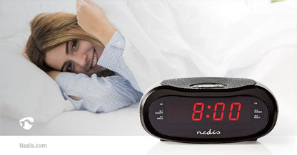 Nedis Digital Alarm Clock Radio | LED Display | AM / FM | Snooze function | Sleep timer | Number of alarms: 2 | Black