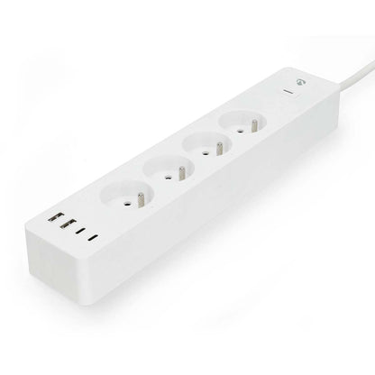 Nedis SmartLife Power Strip | Wi-Fi | 2x USB-A / 2x USB-C™ / 4x plug with earth contact (CEE 7/5) | 16 A | 3680 W | 2.00 m | 0 - 55 °C | Android™ / IOS | White