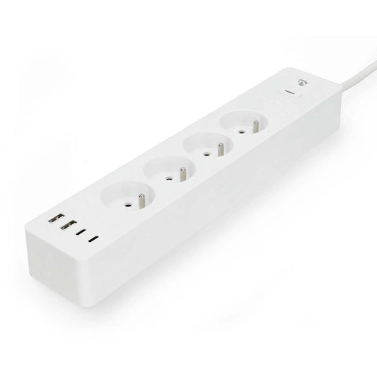 Nedis SmartLife Power Strip | Wi-Fi | 2x USB-A / 2x USB-C™ / 4x plug with earth contact (CEE 7/5) | 16 A | 3680 W | 2.00 m | 0 - 55 °C | Android™ / IOS | White