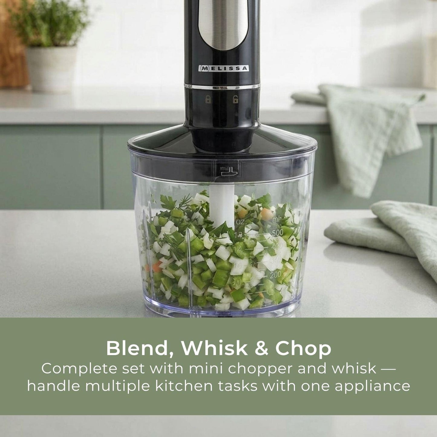 MELISSA Hand Blender 600 W | Mains Powered | Speed settings: 2-Speed Setting | Black / Silver