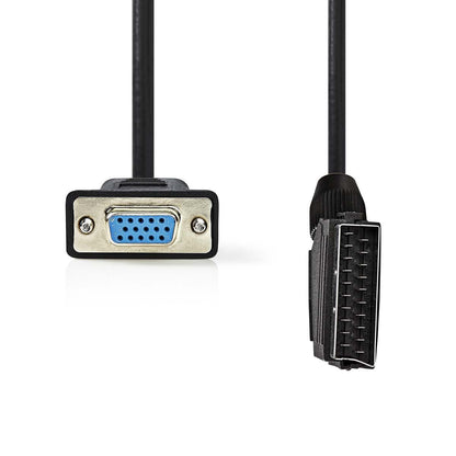 Nedis SCART Cable | SCART Male | VGA Female | Nickel Plated | 480p | 2.00 m | Round | PVC | Black