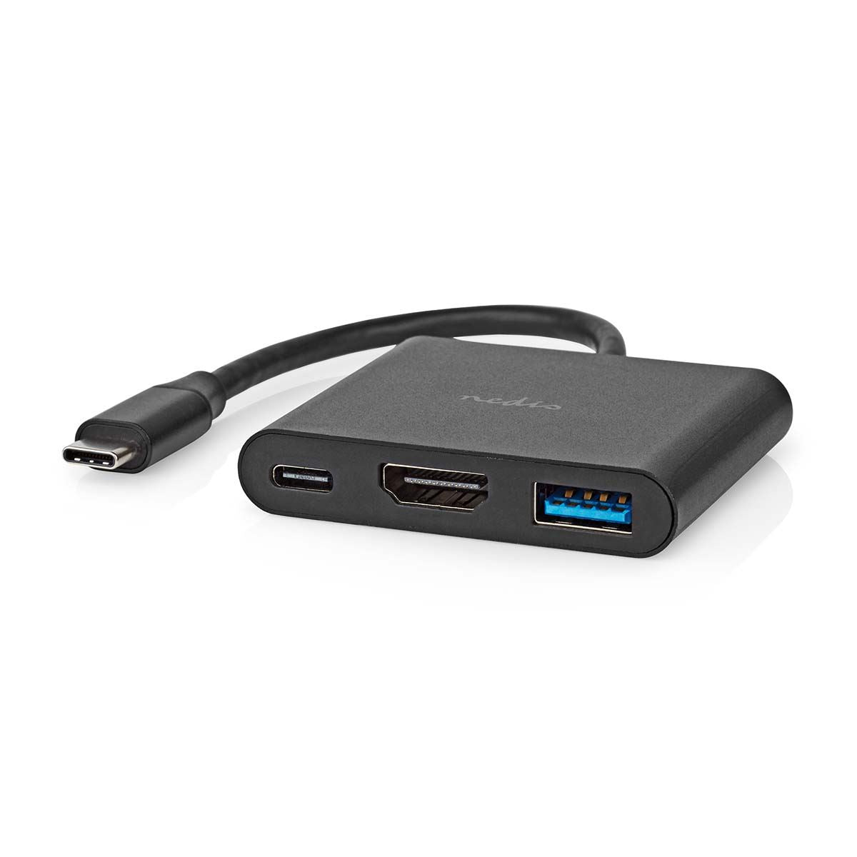 Nedis USB Multi-Port Adapter | USB 3.2 Gen 1 | USB-C™ Male | HDMI™ Output / USB-A Female / USB-C™ Female | 5 Gbps | 0.10 m | Round | Nickel Plated | PVC | Black | Box
