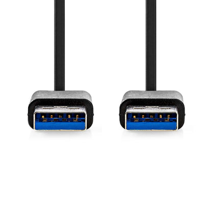 Nedis USB Cable | USB 3.2 Gen 1 | USB-A Male | USB-A Male | 5 Gbps | Nickel Plated | 1.00 m | Round | PVC | Black | Box