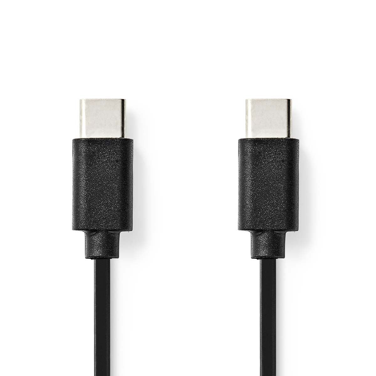 Nedis USB Cable | USB 2.0 | USB-C™ Male | USB-C™ Male | 60 W | 480 Mbps | Nickel Plated | 1.00 m | Round | PVC | Black | Label | 17.081.116