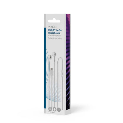 Nedis Wired Earphones | USB-C™ | Cable length: 1.20 m | Built-in microphone | Volume control | White