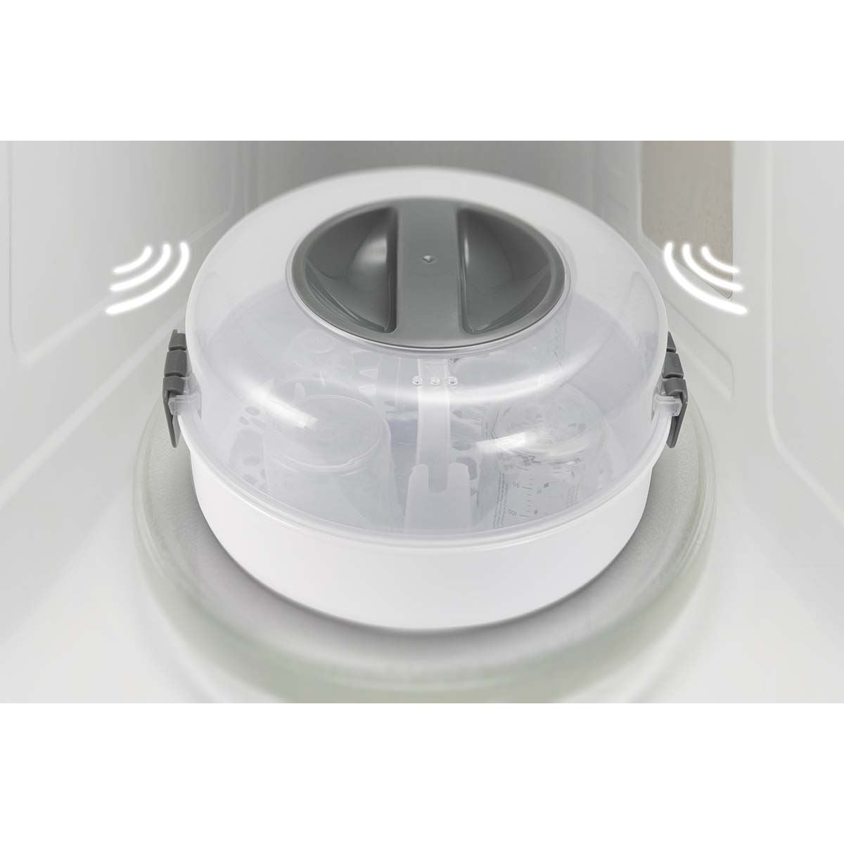 Alecto Microwave Steam Steriliser for Baby Bottles, Soothers, Breast Pumps and Feeding Accessories | White / Transparent