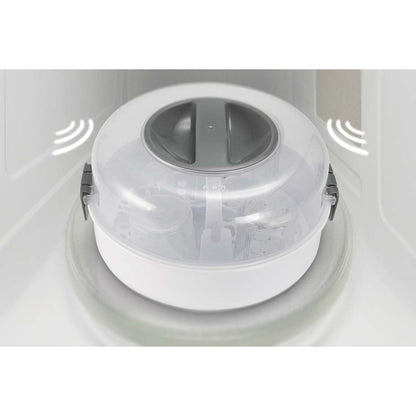 Alecto Microwave Steam Steriliser for Baby Bottles, Soothers, Breast Pumps and Feeding Accessories | White / Transparent