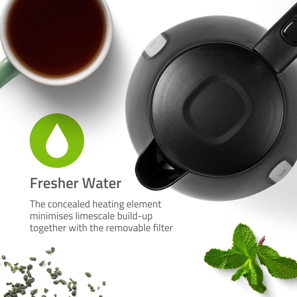 Nedis Electric Kettle | 1.0 l | Plastic | Black | Rotatable 360 degrees | Concealed heating element | Strix® controller | Boil-dry protection