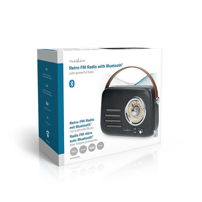 Nedis RDFM2600BK | FM Radio | Portable Design | Bluetooth® / FM | Accu Powered / USB Powered | Analogue | 10 W | Bluetooth® | Black